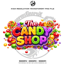 Load image into Gallery viewer, 3D Vintage Candy Shop Logo PNG