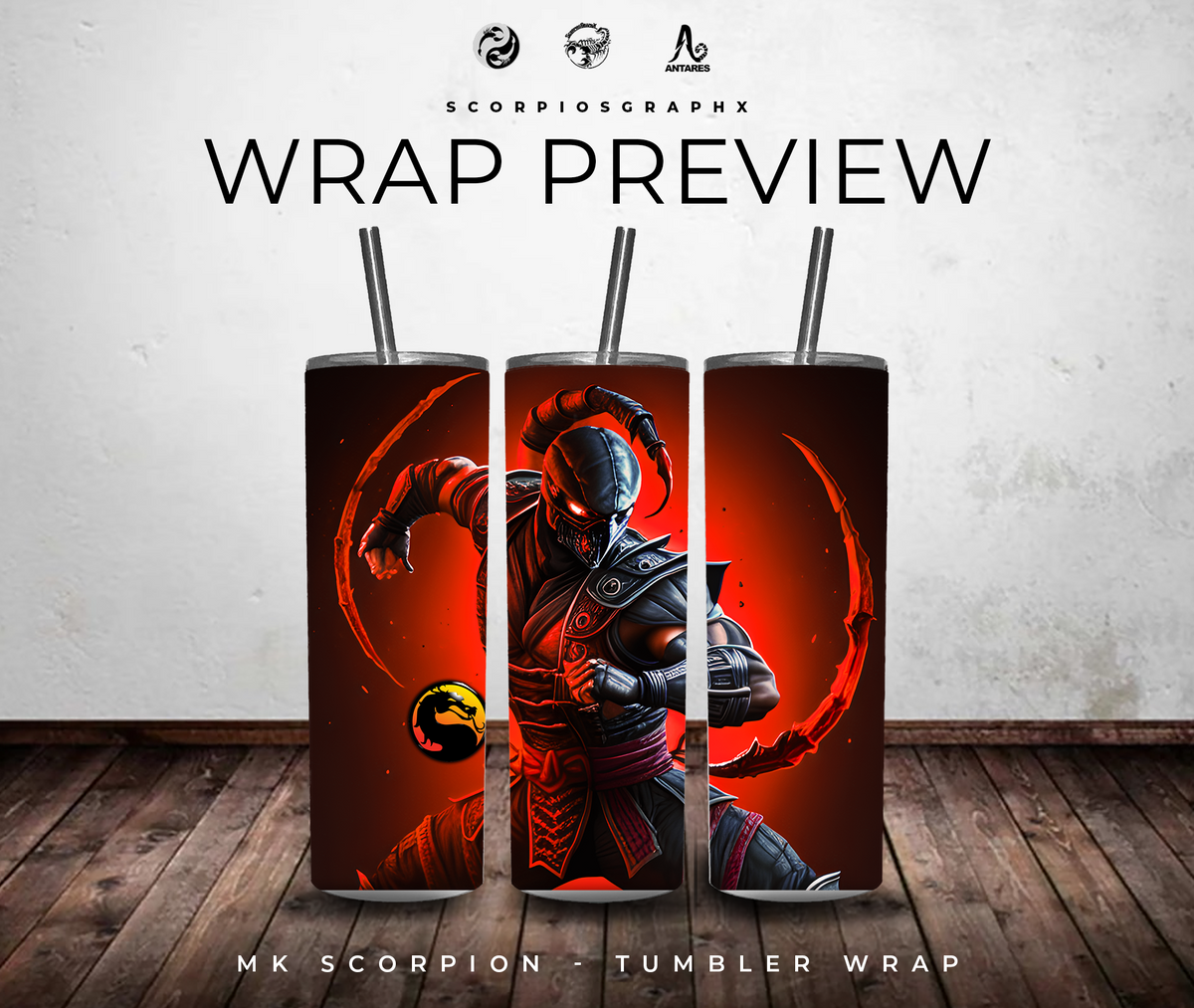 MK Scorpion Tumbler Wrap PNG | Digital Download