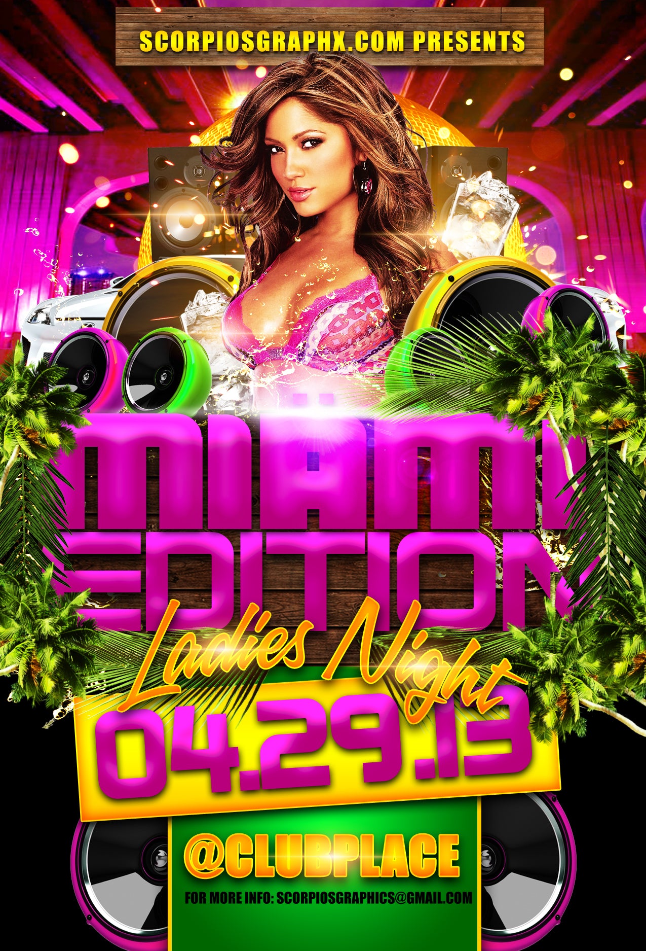 Miami Birthday Bash Flyer Template