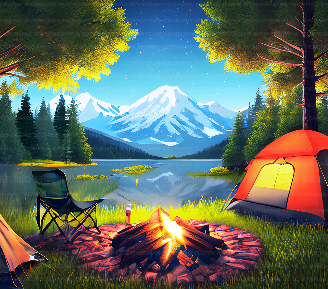 Camping PNG | Sublimation | Tumbler Wrap Design | Digital Download