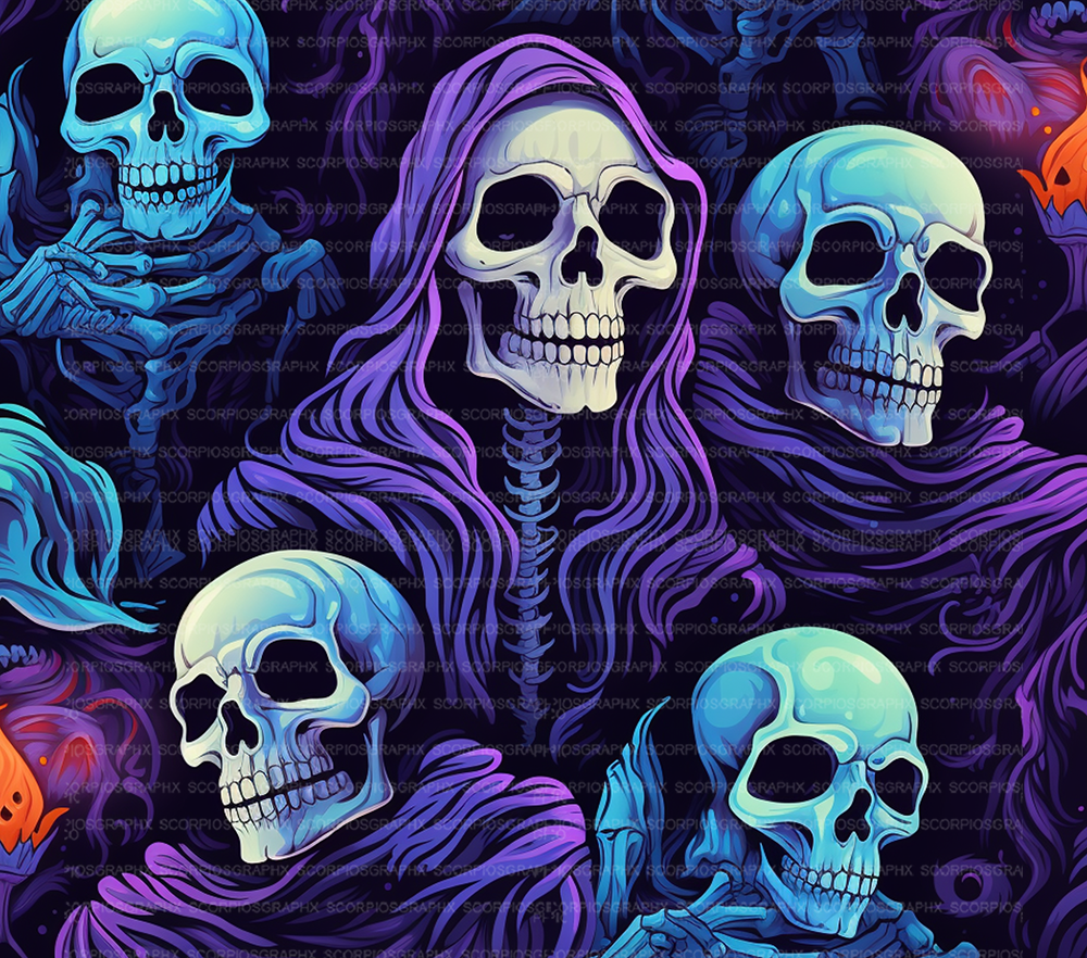 Hooded Skeleton PNG | Sublimation | Tumbler Wrap Design | Digital Download