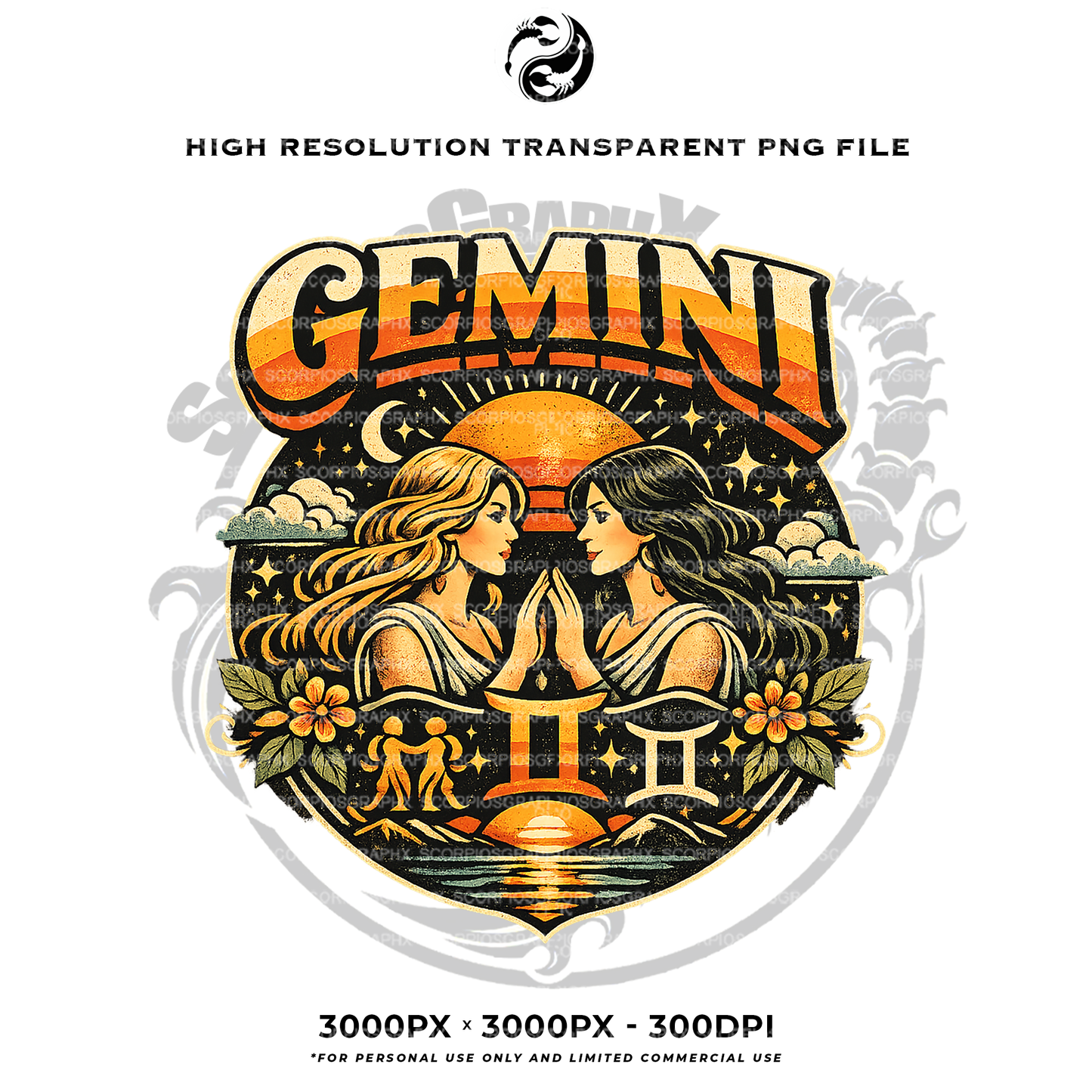 Retro Gemini PNG