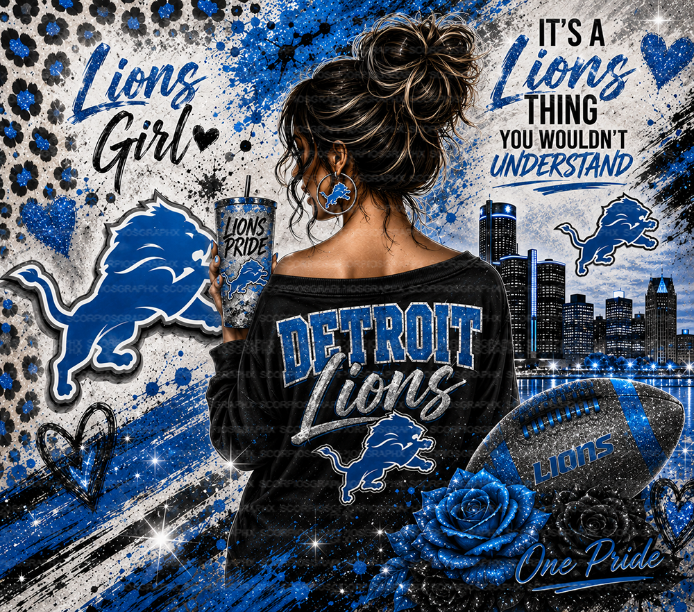 Lion's Girl 20oz Tumbler Wrap PNG