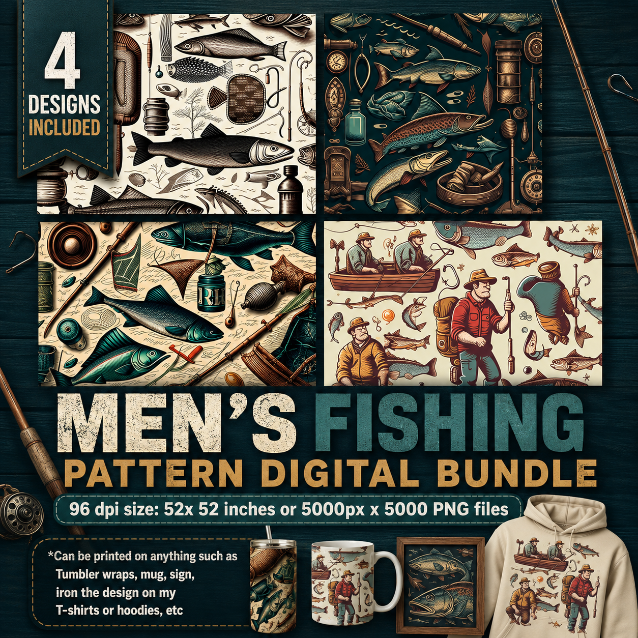 Mens Fishing Pattern Bundle