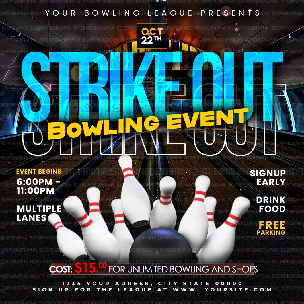 Bowling Event Flyer Template
