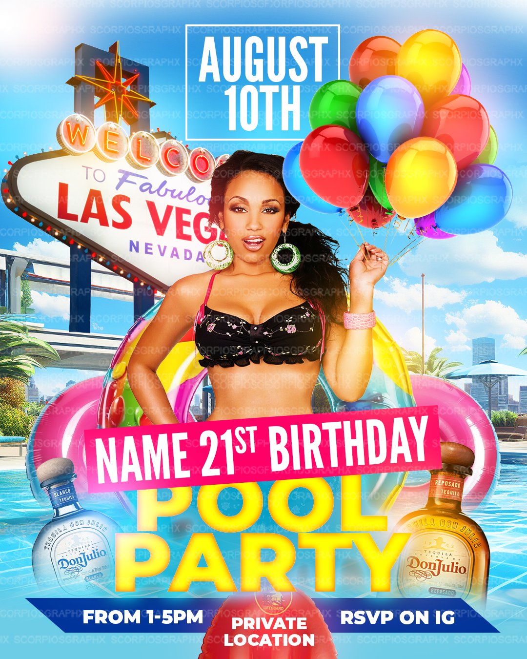 Birthday Pool Party Flyer