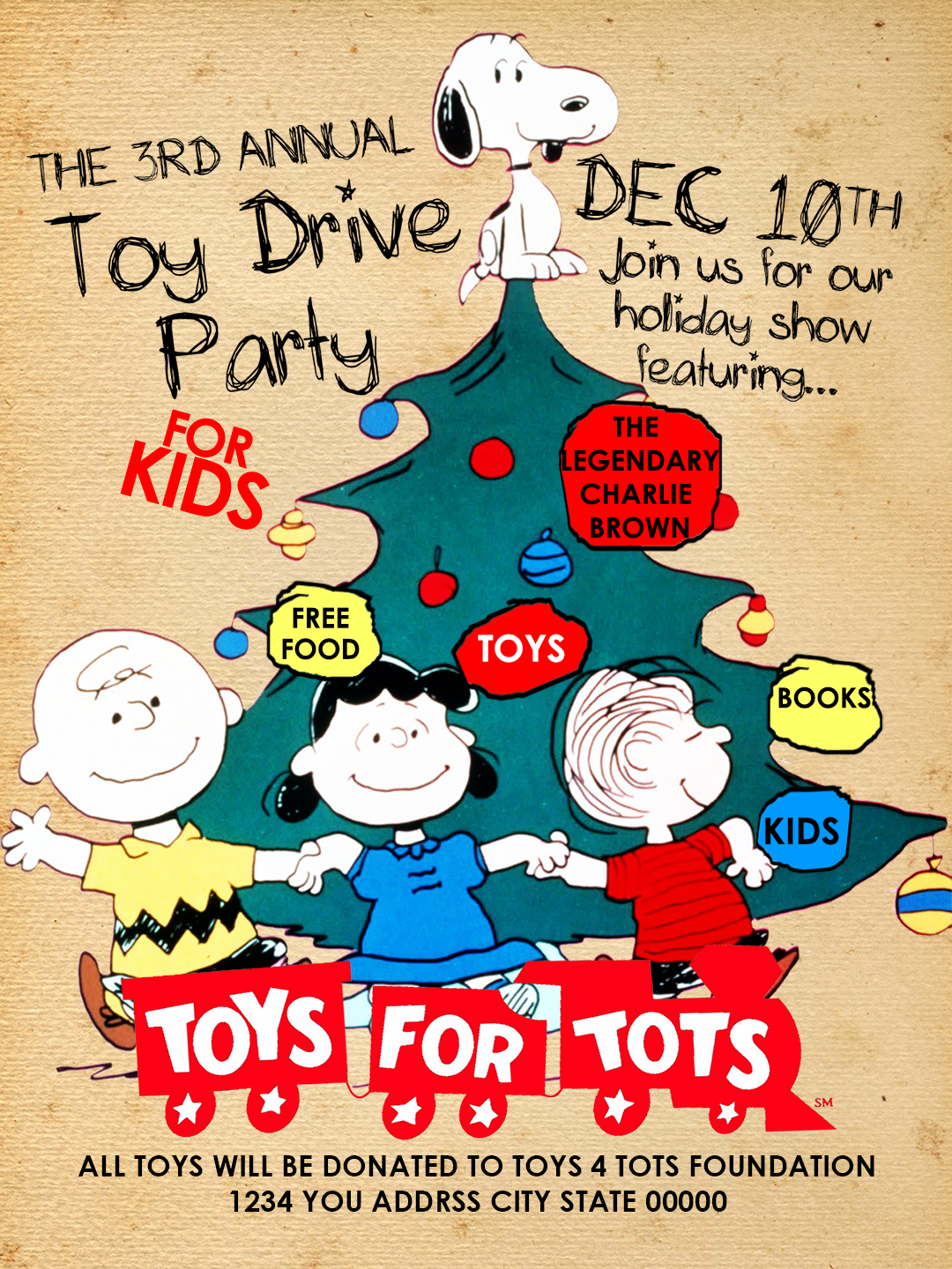 Charlie Brown Toys for Tots Flyer Template