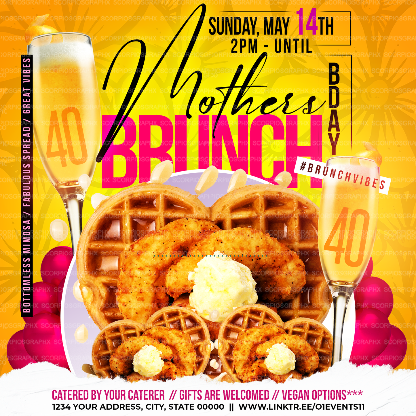 Mother Bday Brunch Flyer Template