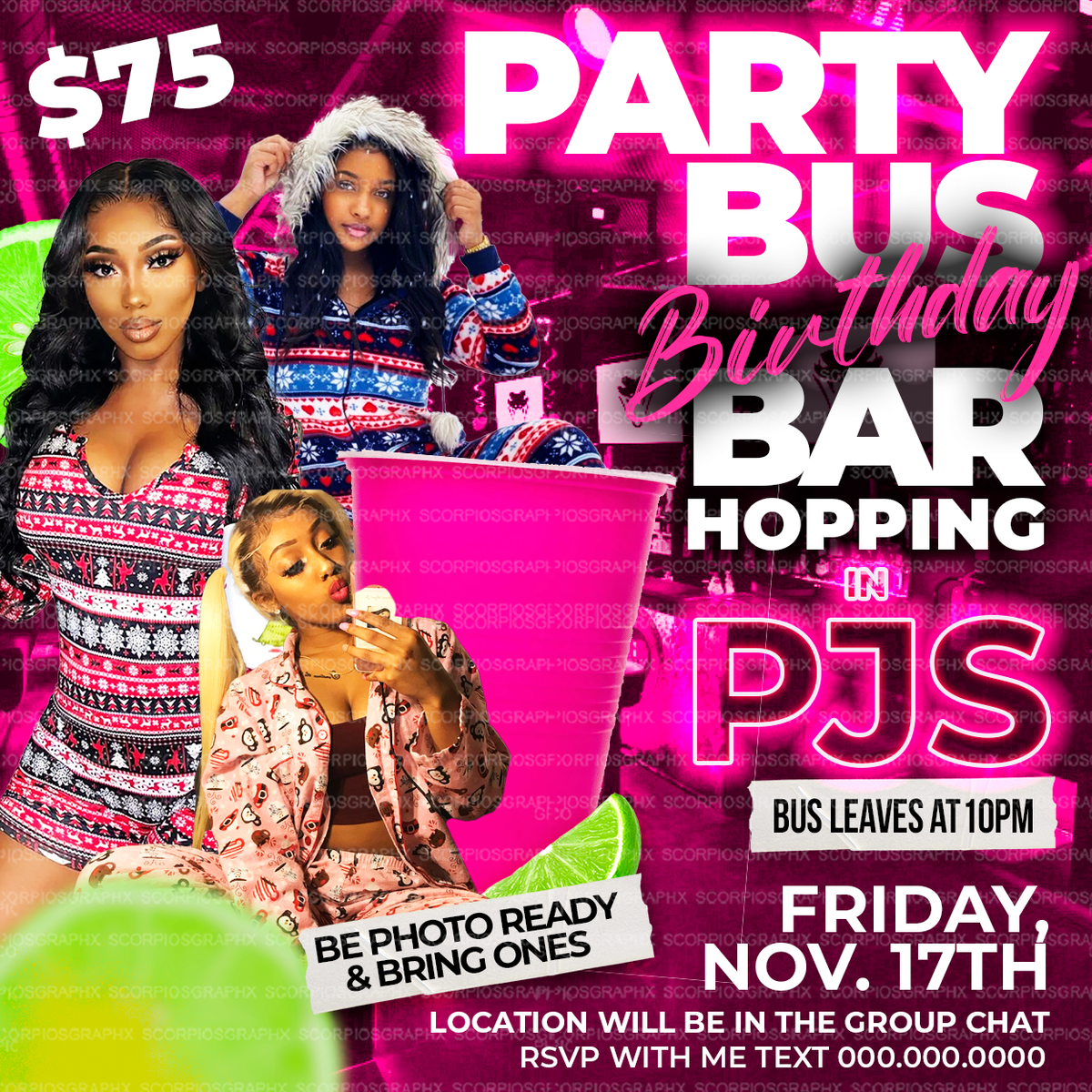 Party Bus Birthday Flyer Template