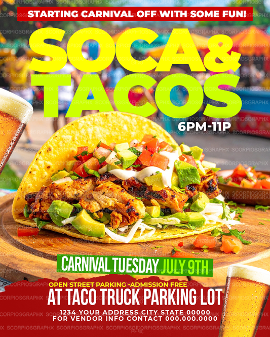 Soca & Tacos Fest Flyer Template