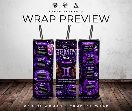 Purple Gemini 20oz Tumbler Wrap PNG