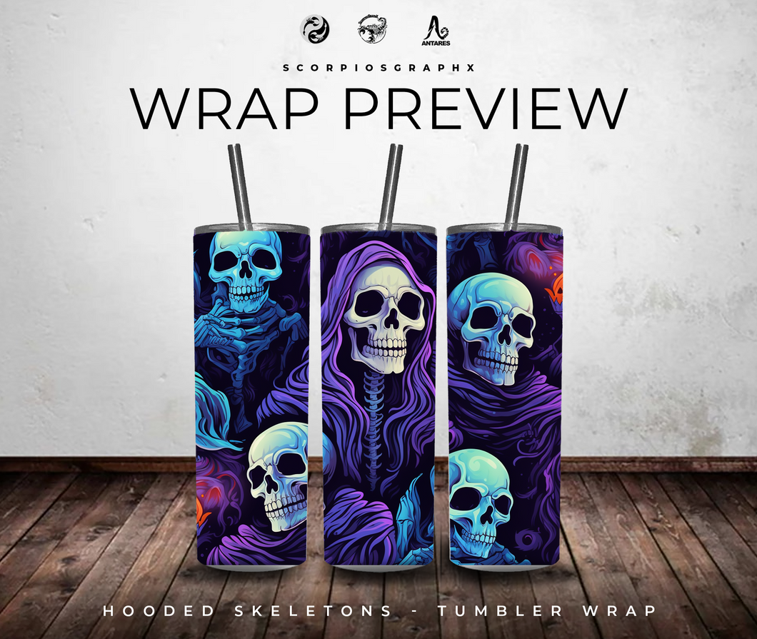 Hooded Skeleton PNG | Sublimation | Tumbler Wrap Design | Digital Download
