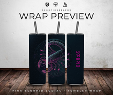 Load image into Gallery viewer, Pink Scorpio Zodiac PNG | Sublimation | Tumbler Wrap Design | Digital Download
