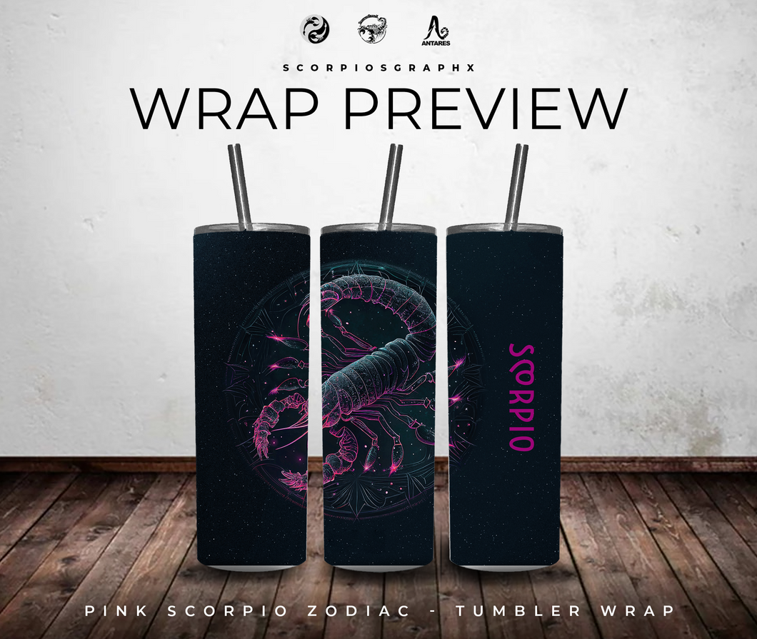 Pink Scorpio Zodiac PNG | Sublimation | Tumbler Wrap Design | Digital Download
