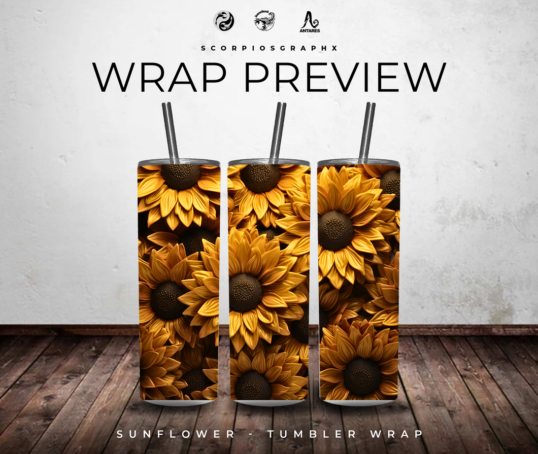 Sunflower PNG | Sublimation | Tumbler Wrap Design | Digital Download