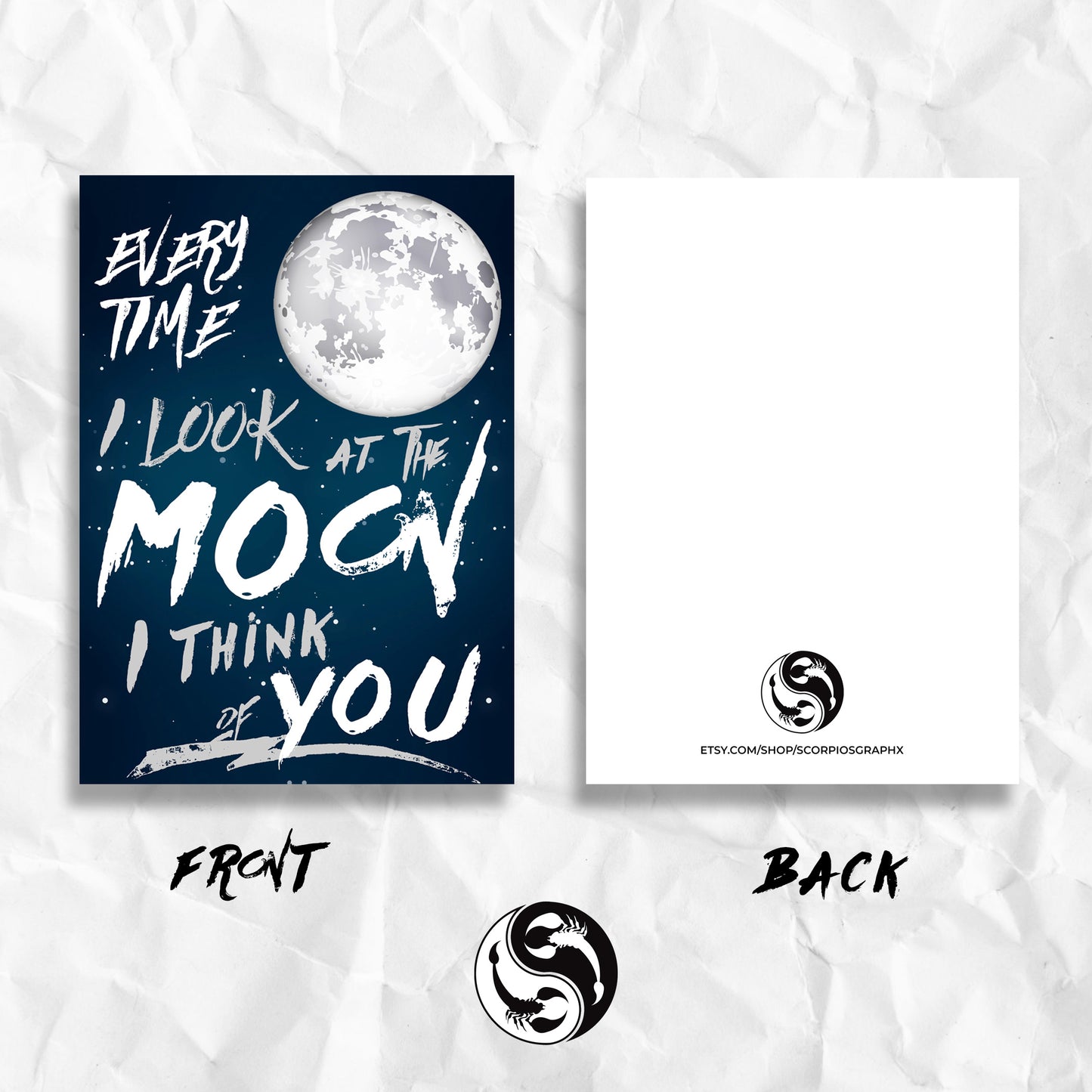Looking at the Moon | THINKING OF YOU Greeting Card | Printable