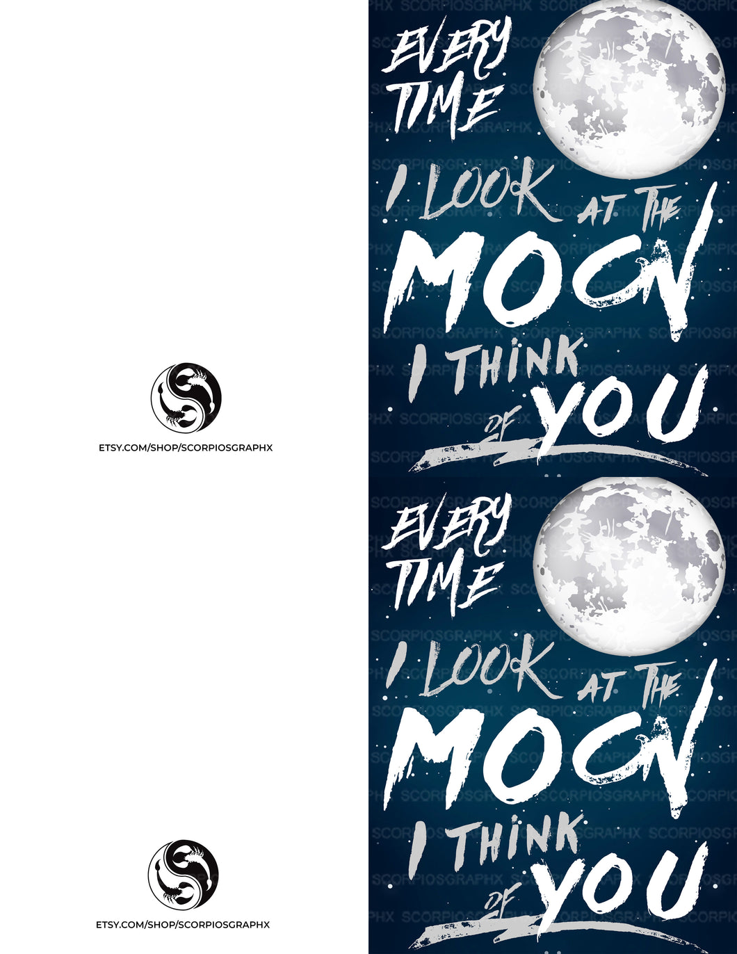 Looking at the Moon | THINKING OF YOU Greeting Card | Printable