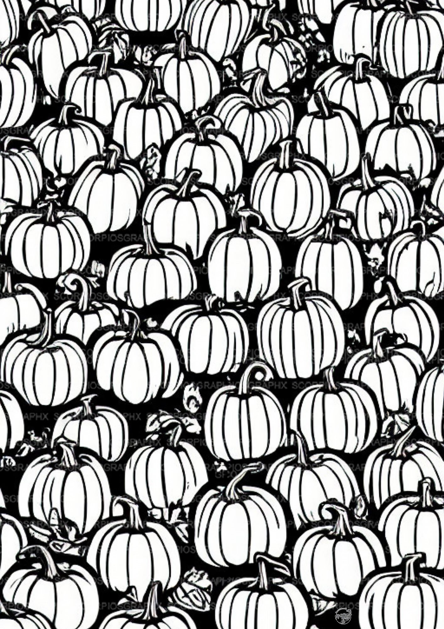 Halloween Pumpkin Patch Coloring Page for Kids