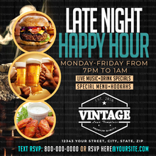 Load image into Gallery viewer, Late Night Happy Hour Flyer Template

