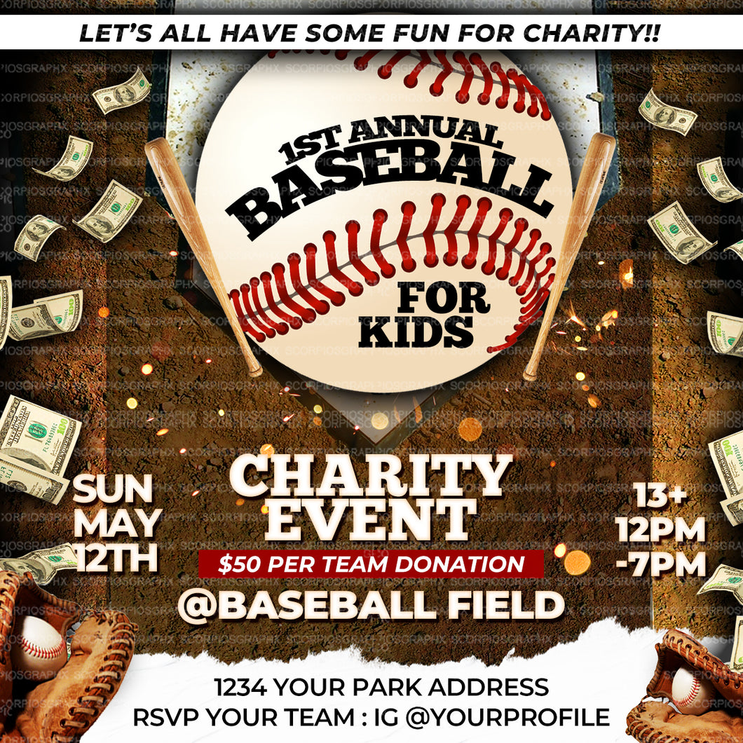 Charity Baseball Flyer Template