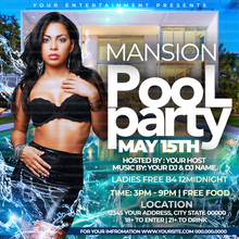 Load image into Gallery viewer, Mansion Pool Party Flyer Template
