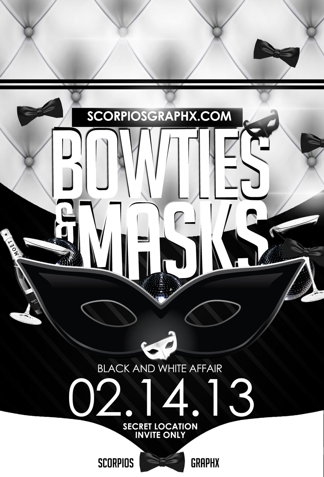 Bowties and Masks Flyer Template