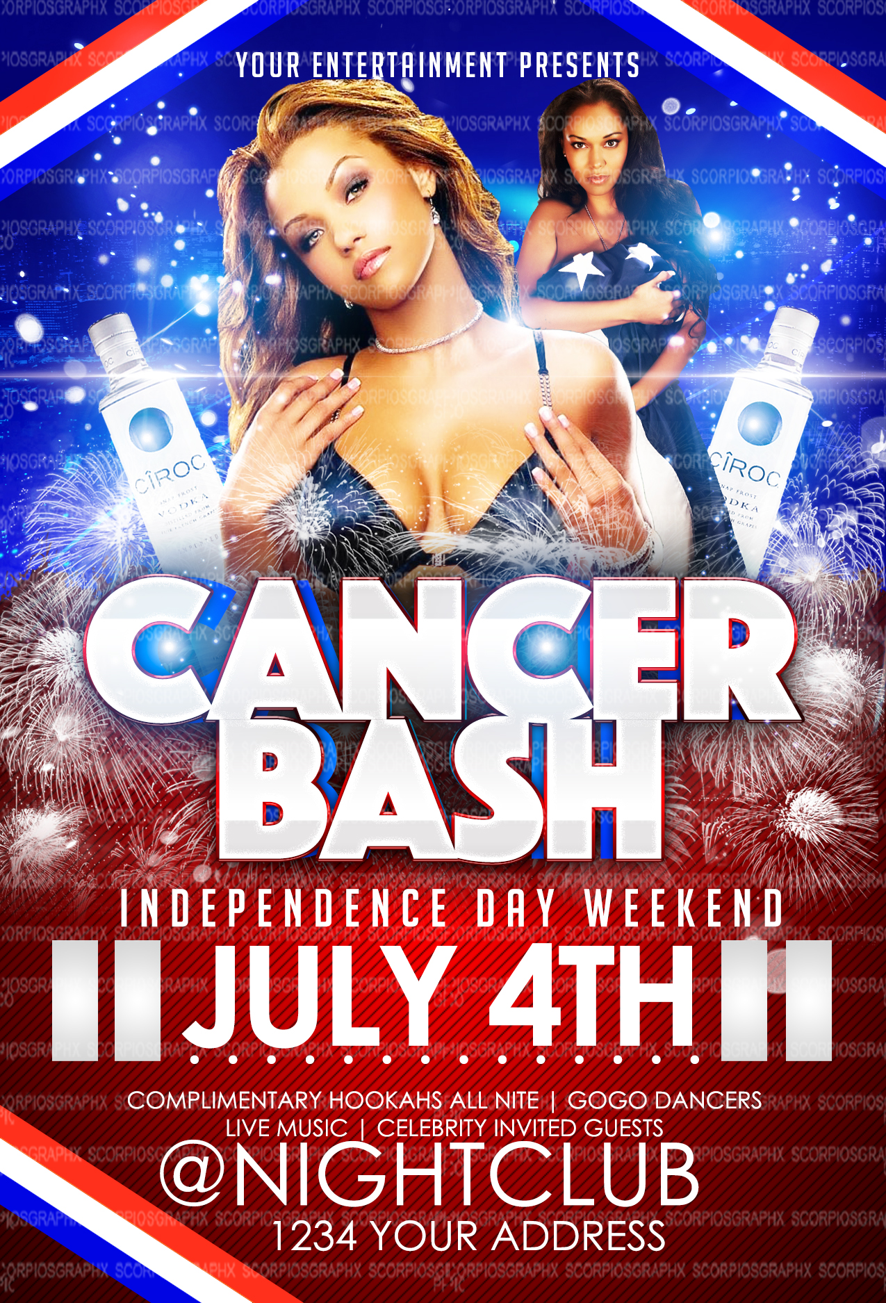 Cancer Birthday Bash Flyer Template