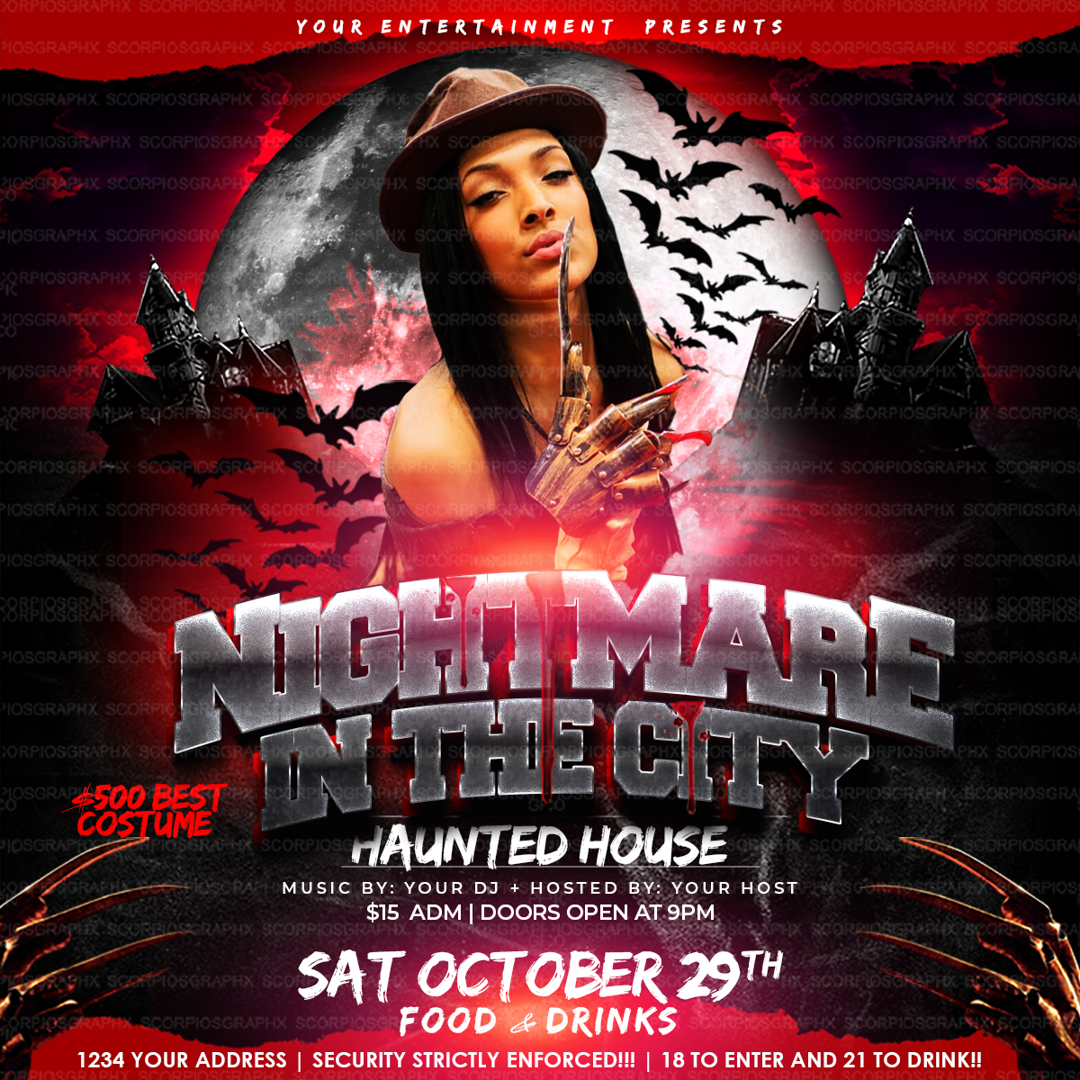 Nightmare in the City Flyer Template
