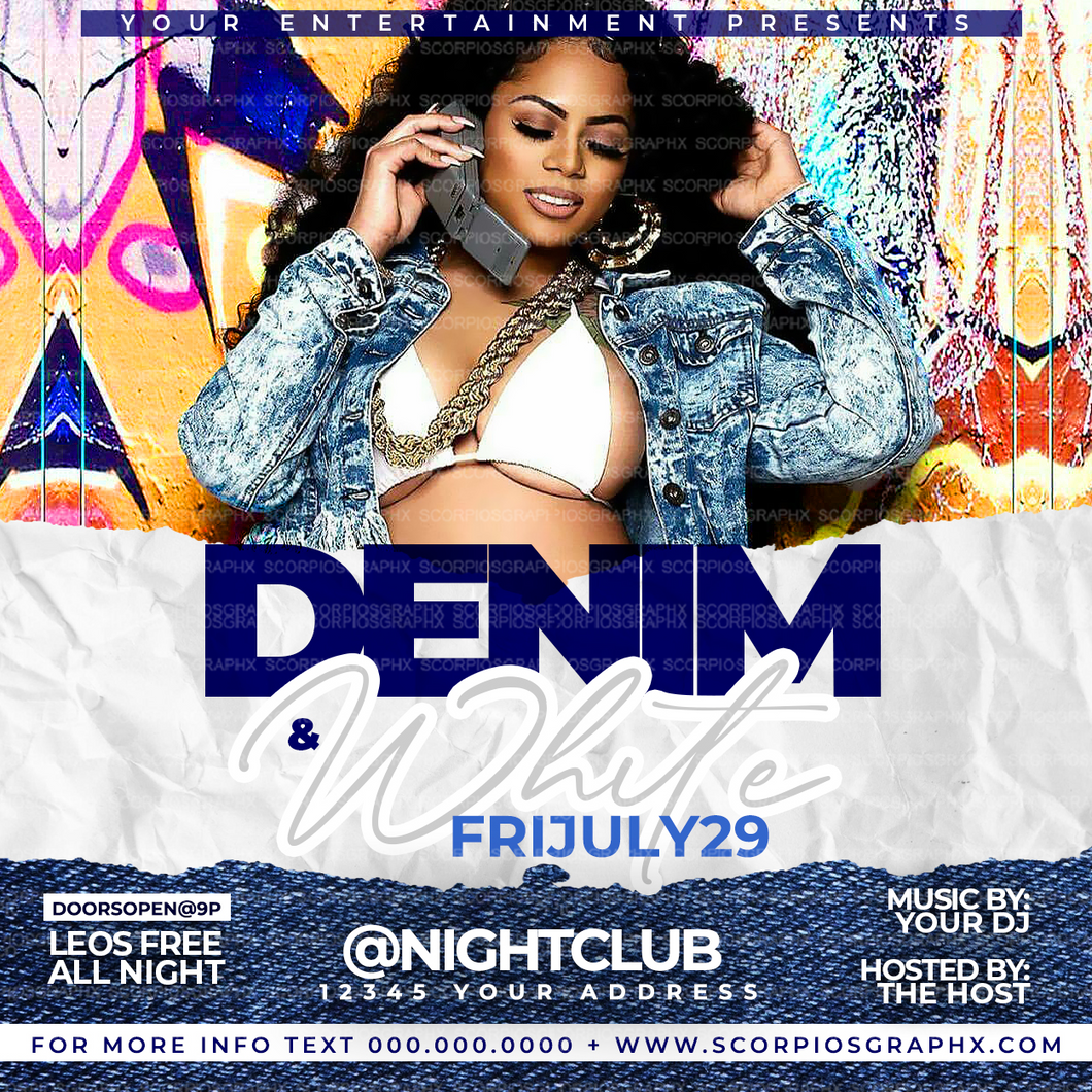 Denim and White Party Flyer Template