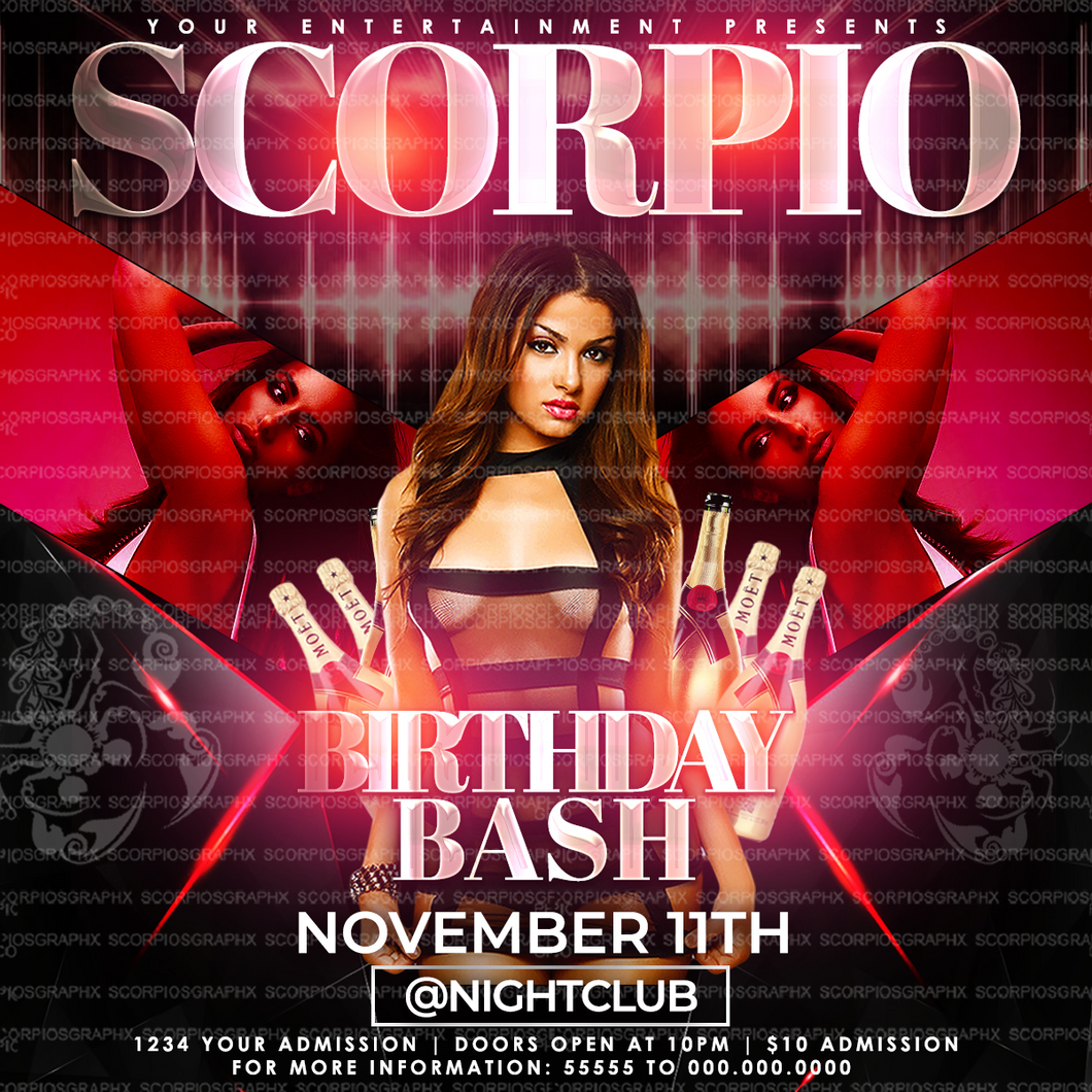 Scorpio Birthday Bash Flyer