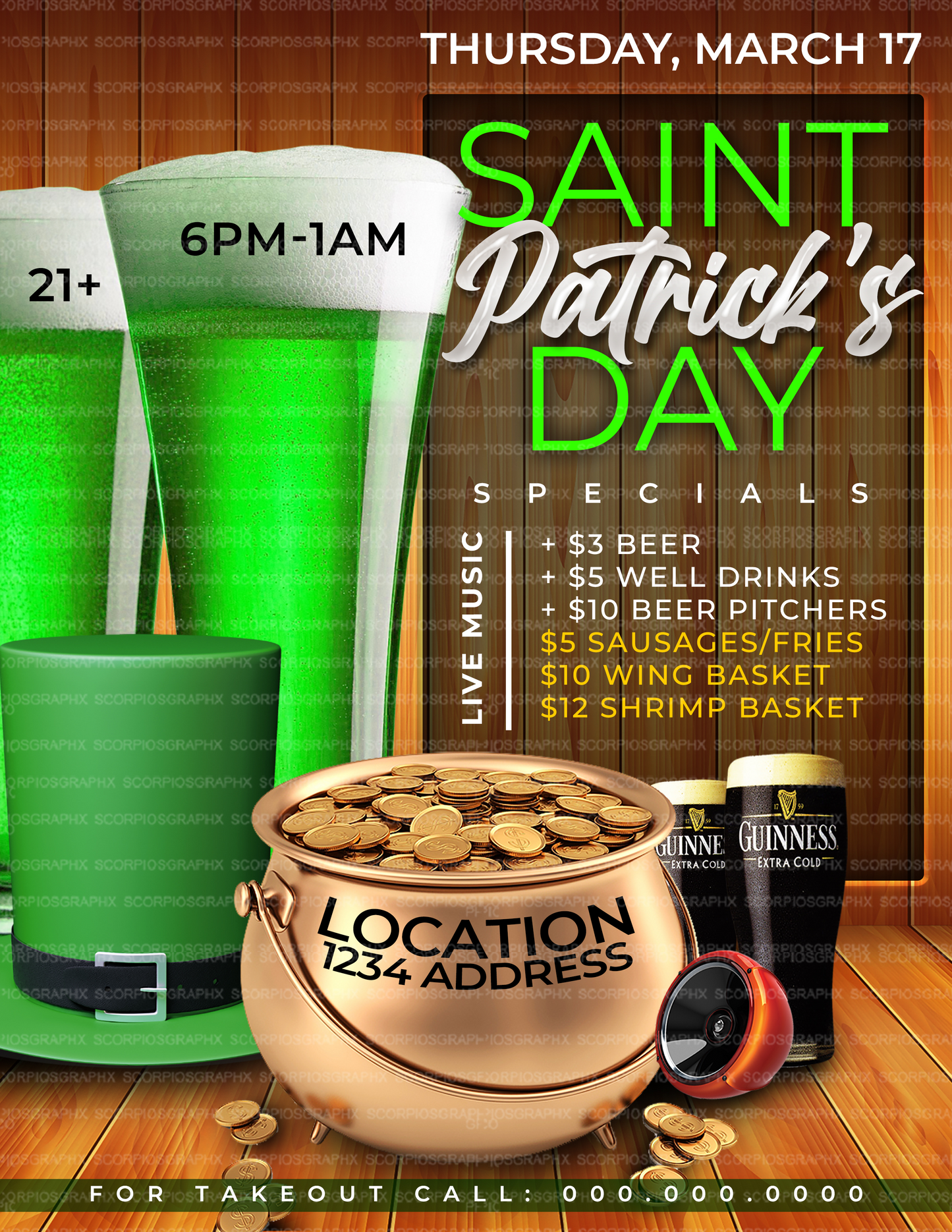 St Patricks Day Menu Flyer