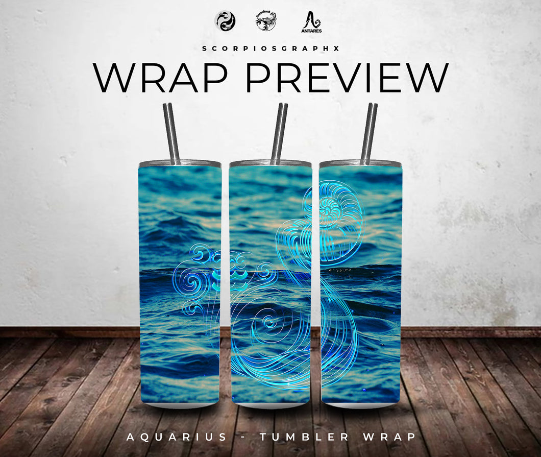 Aquarius PNG | Sublimation | Tumbler Wrap Design | Digital Download