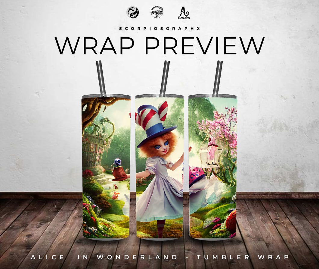 Alice in Wonderland PNG | Sublimation | Tumbler Wrap Design | Digital Download