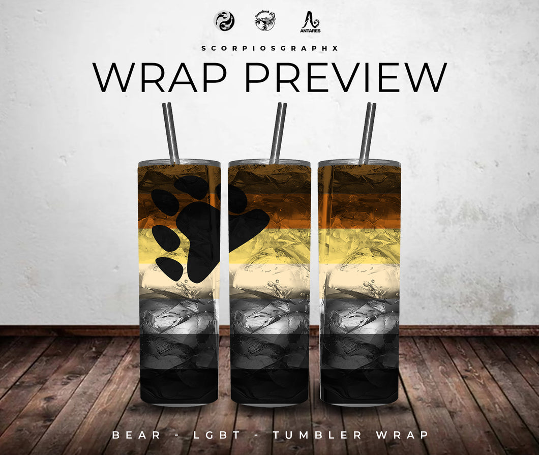 LGBTQ Bear Glass PNG | Sublimation | Tumbler Wrap Design | Digital Download