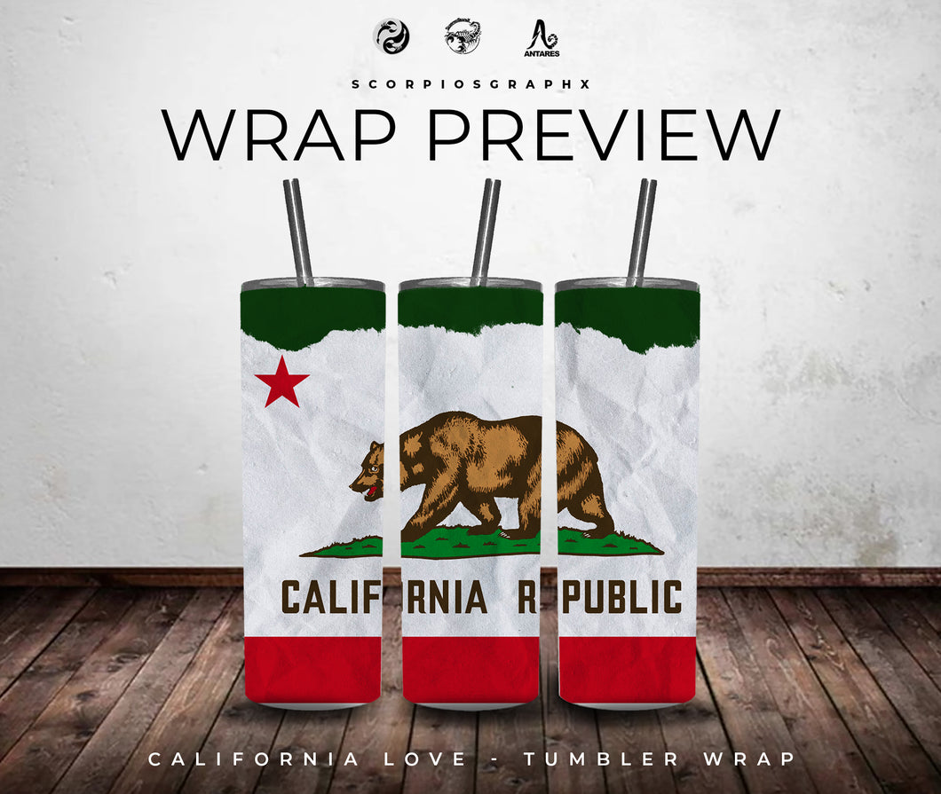 California Love PNG | Sublimation | Tumbler Wrap Design | Digital Download