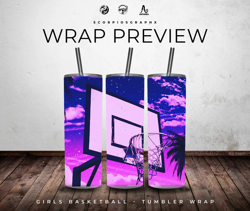 Girls Basketball PNG | Sublimation | Tumbler Wrap Design | Digital Download