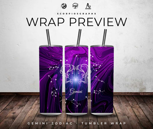 Gemini PNG | Sublimation | Tumbler Wrap Design | Digital Download
