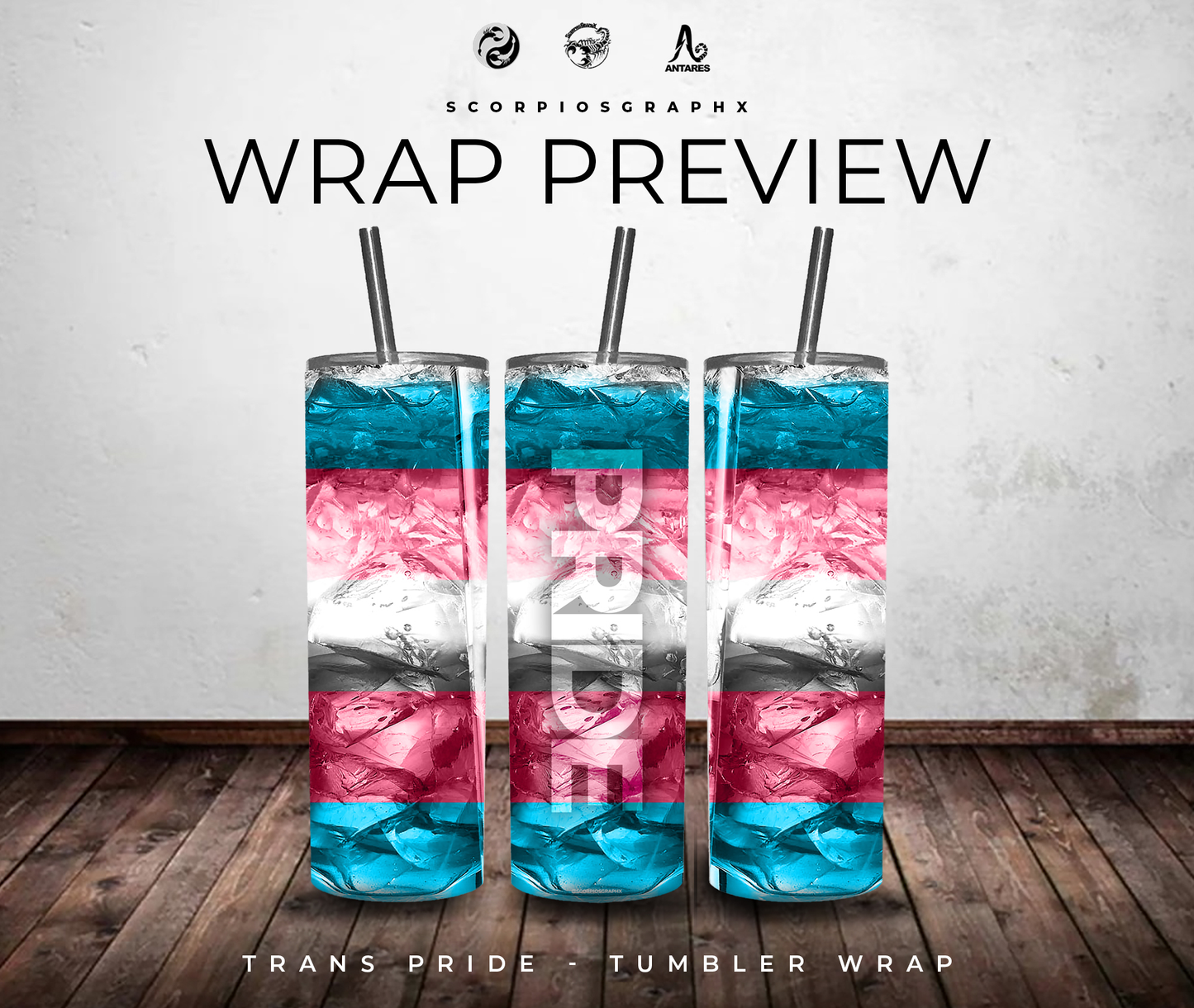 Transgender Pride PNG | Sublimation | Tumbler Wrap Design